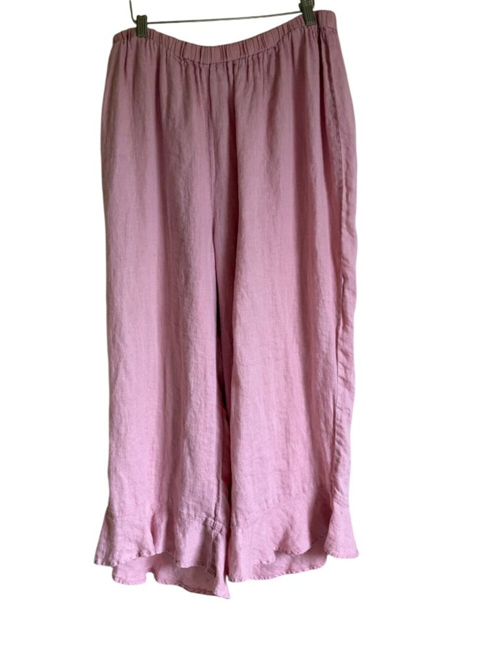 FLAX 3X Pink 100% Linen Wide Leg Lagenlook Pants